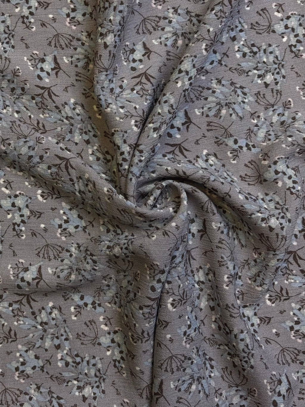 Blue Floral on Cool Gray | Rayon Crinkle