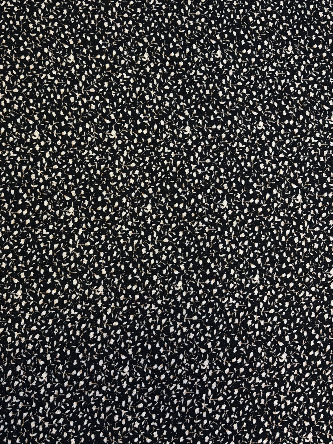 White Floral on Black | Rayon Crinkle