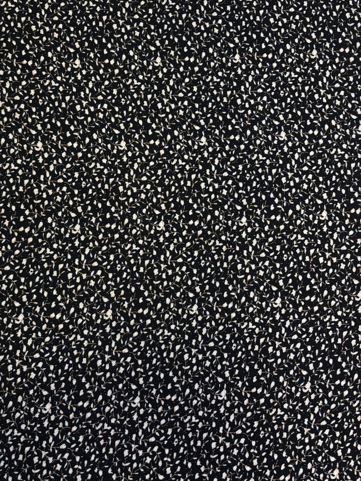 White Floral on Black | Rayon Crinkle