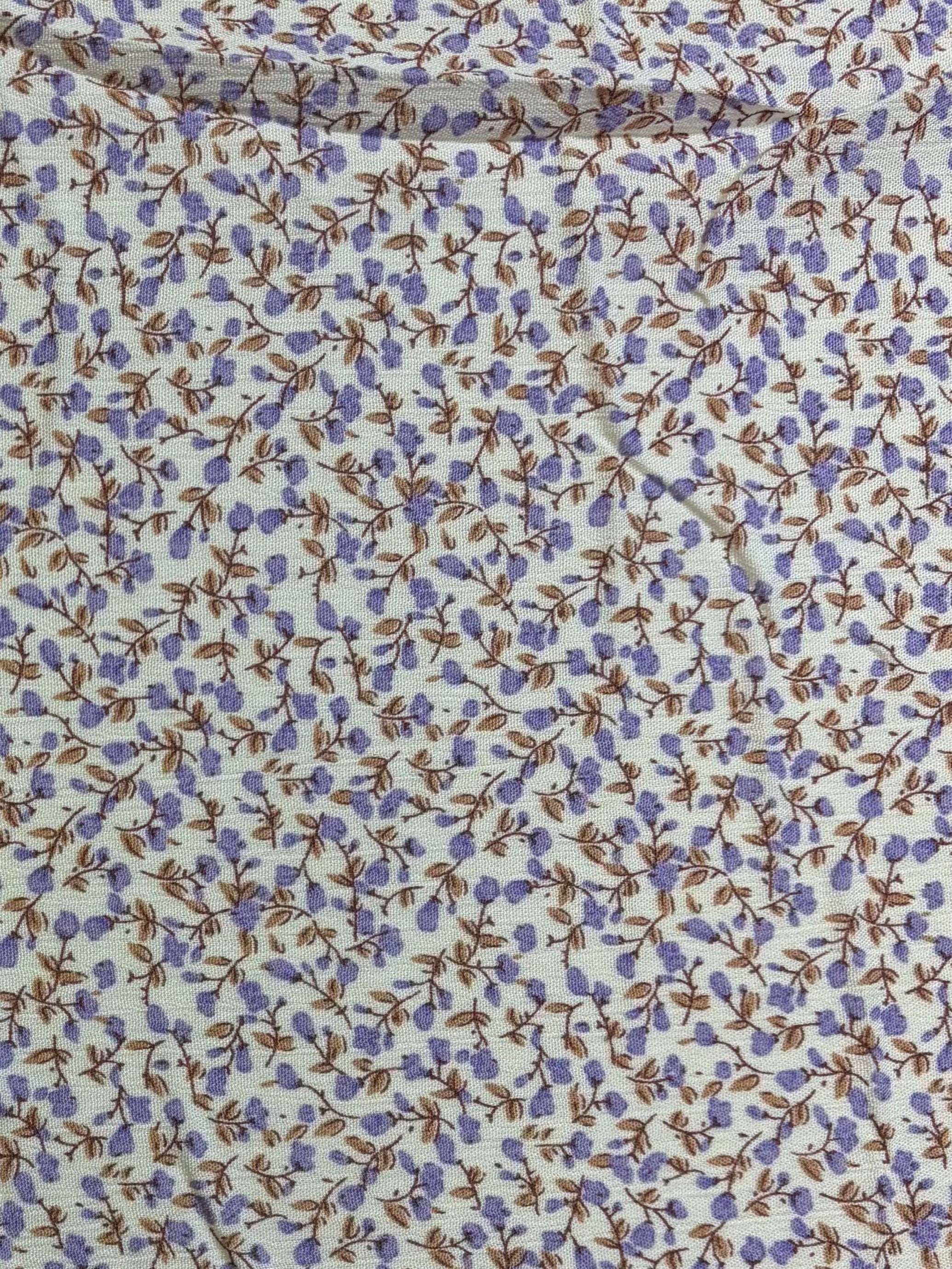 Lavender Flowers on White | Rayon Crinkle