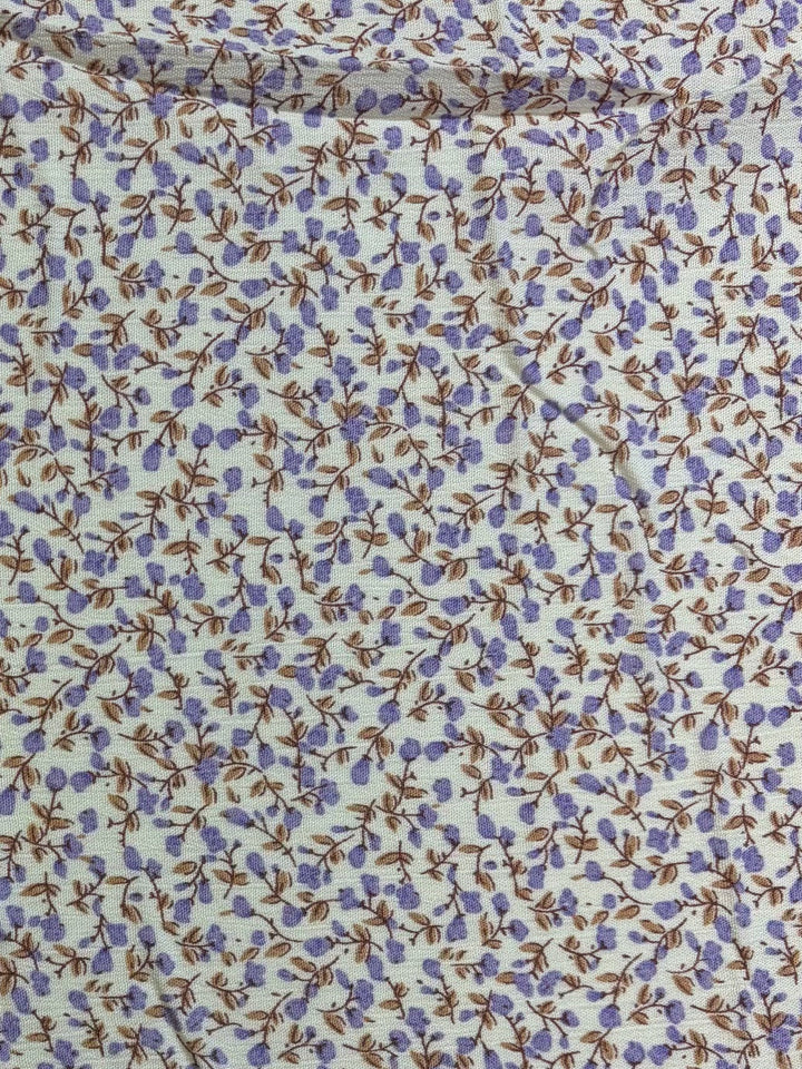 Lavender Flowers on White | Rayon Crinkle