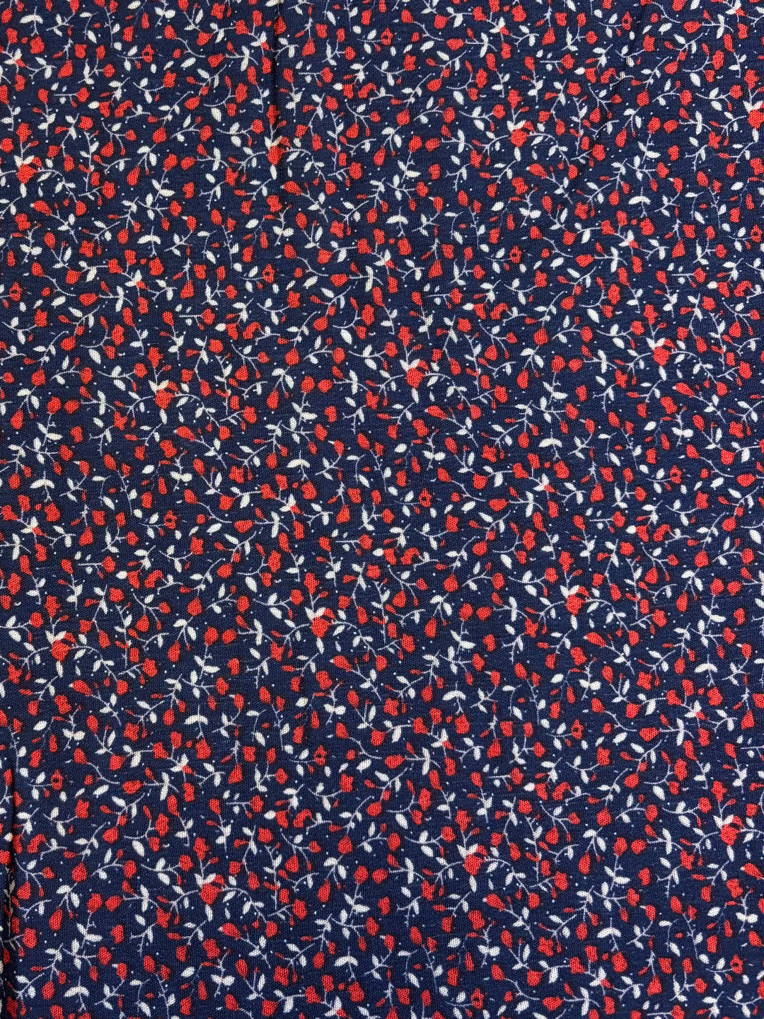 Red Floral on Navy | Rayon Crinkle