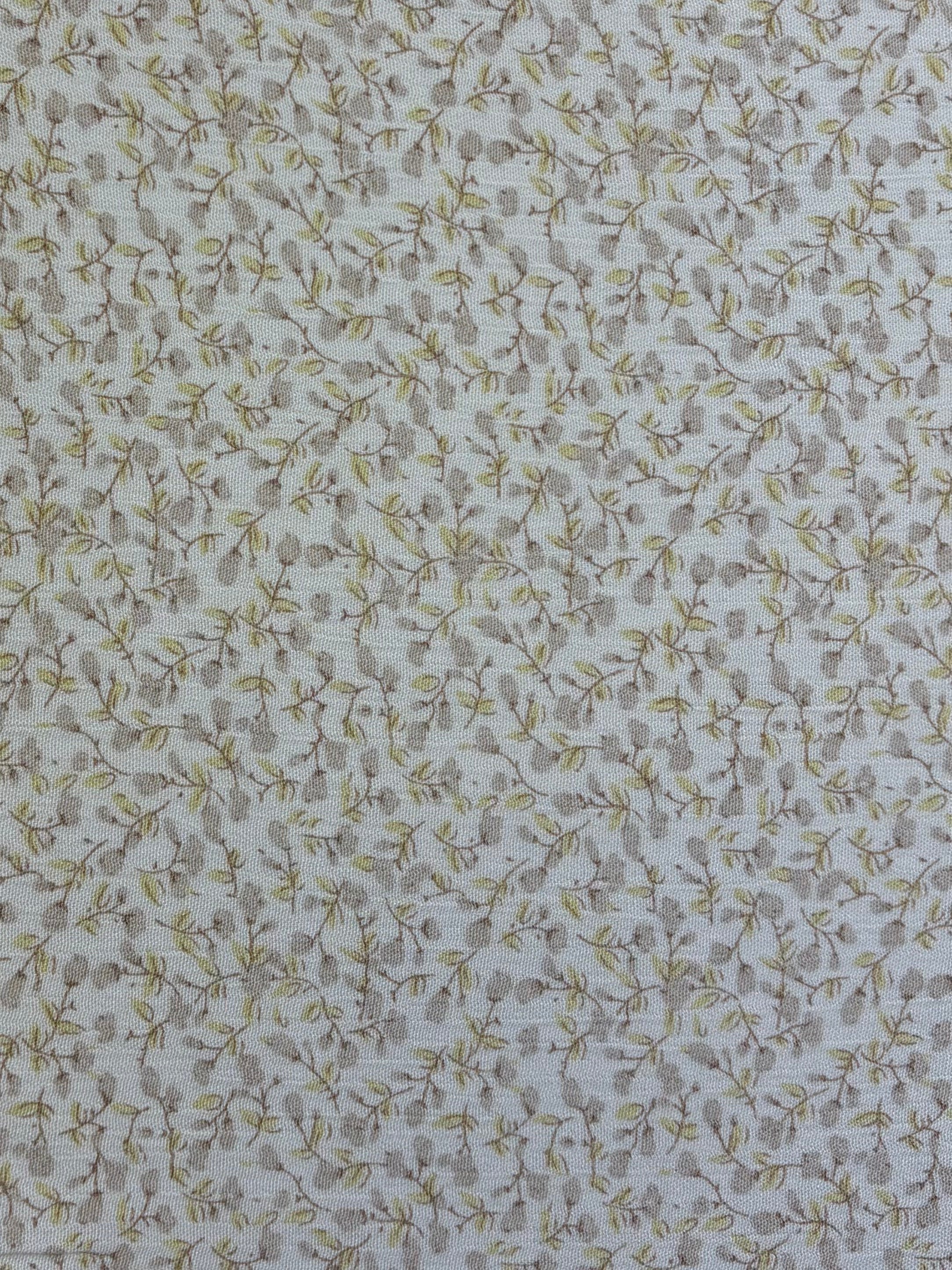 Neutral Floral on Off-White | Rayon Crinkle