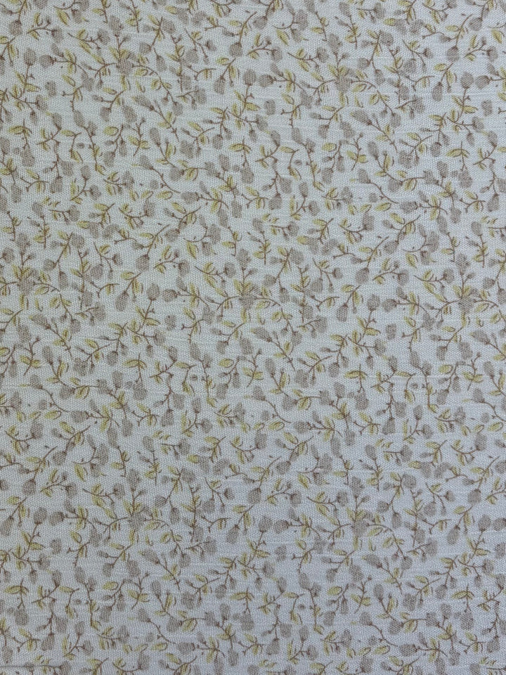 Neutral Floral on Off-White | Rayon Crinkle