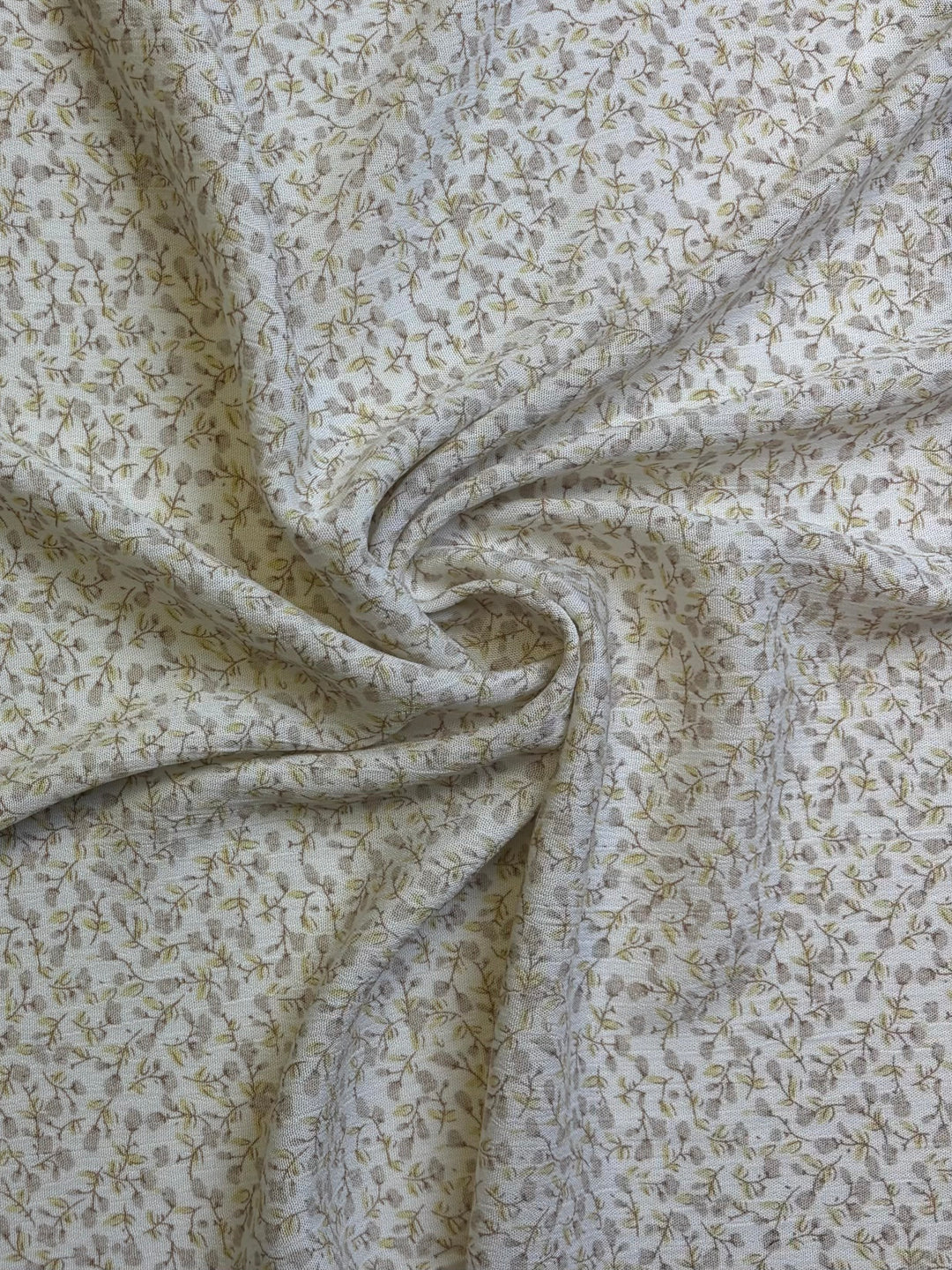 Neutral Floral on Off-White | Rayon Crinkle