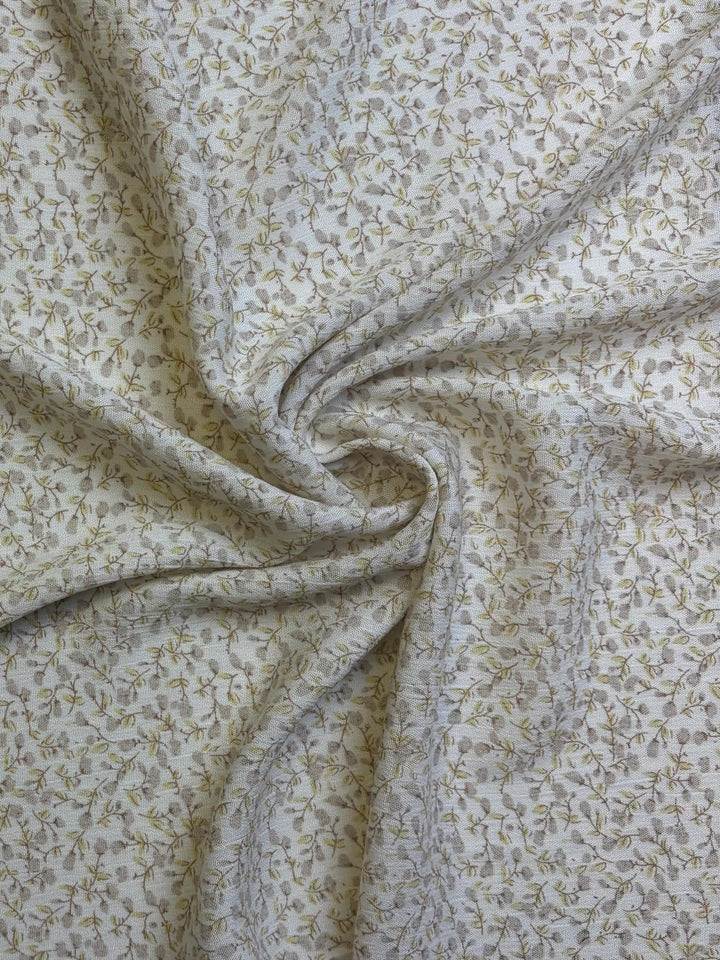 Neutral Floral on Off-White | Rayon Crinkle