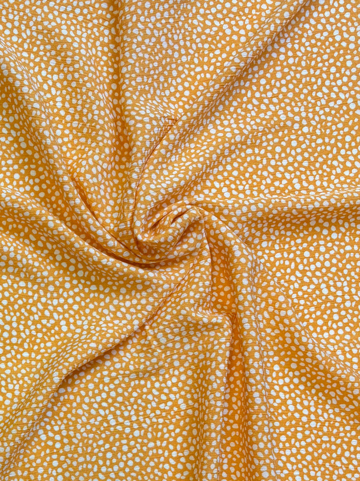 White Polka on Muted Yellow | Rayon Crinkle