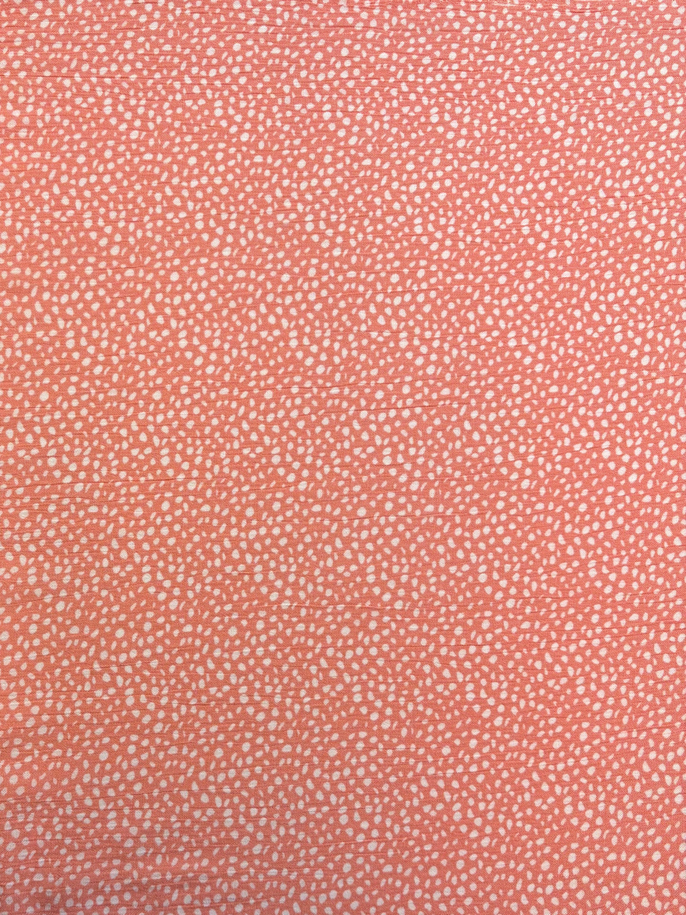 White Polka on Peach | Rayon Crinkle