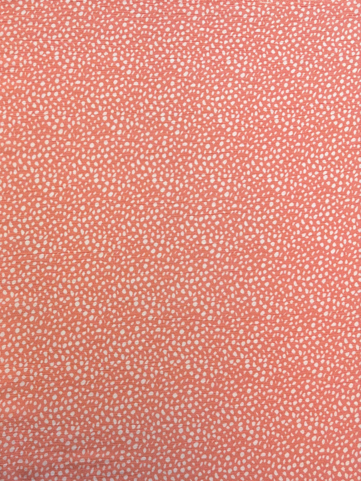 White Polka on Peach | Rayon Crinkle