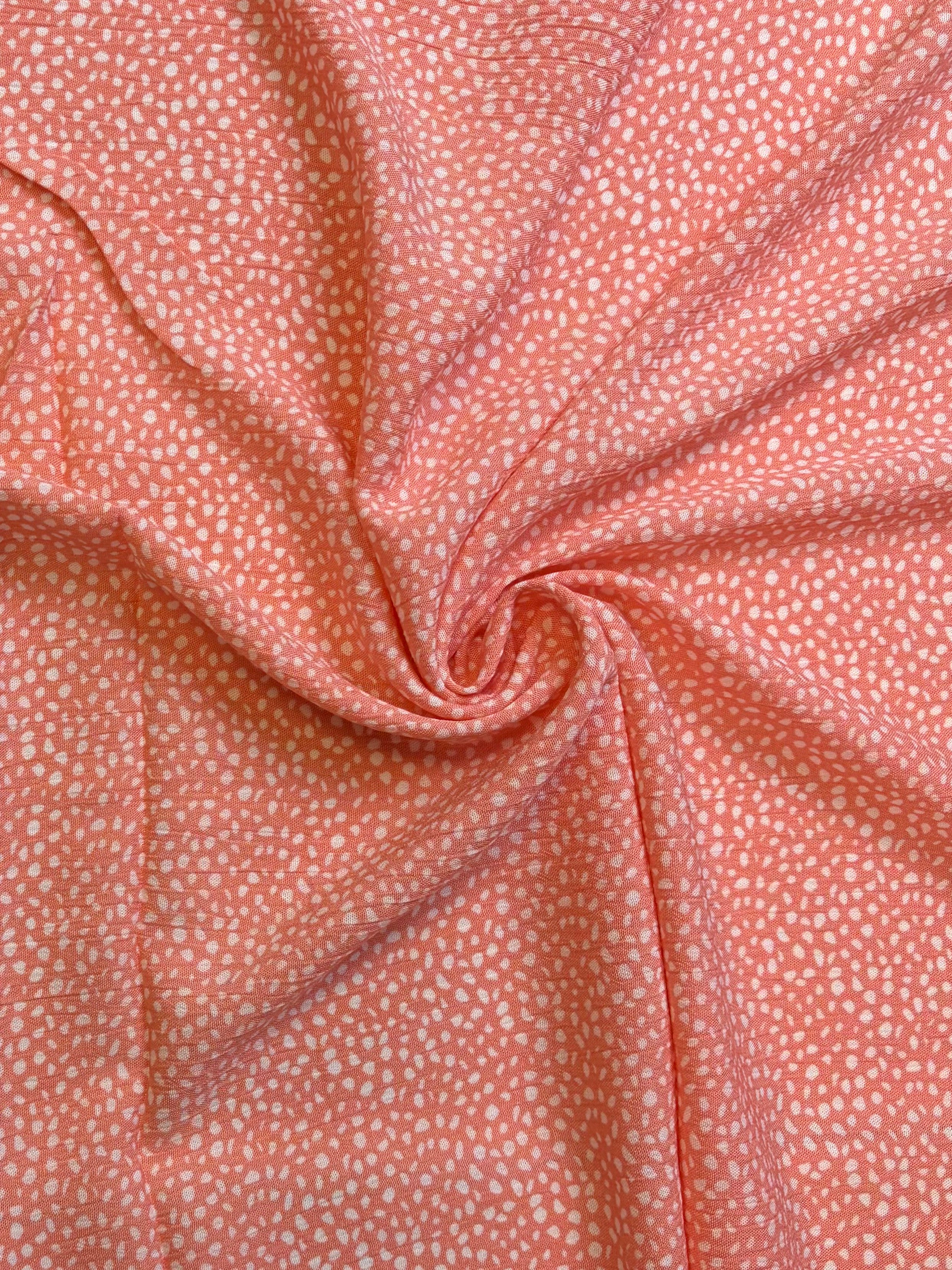 White Polka on Peach | Rayon Crinkle