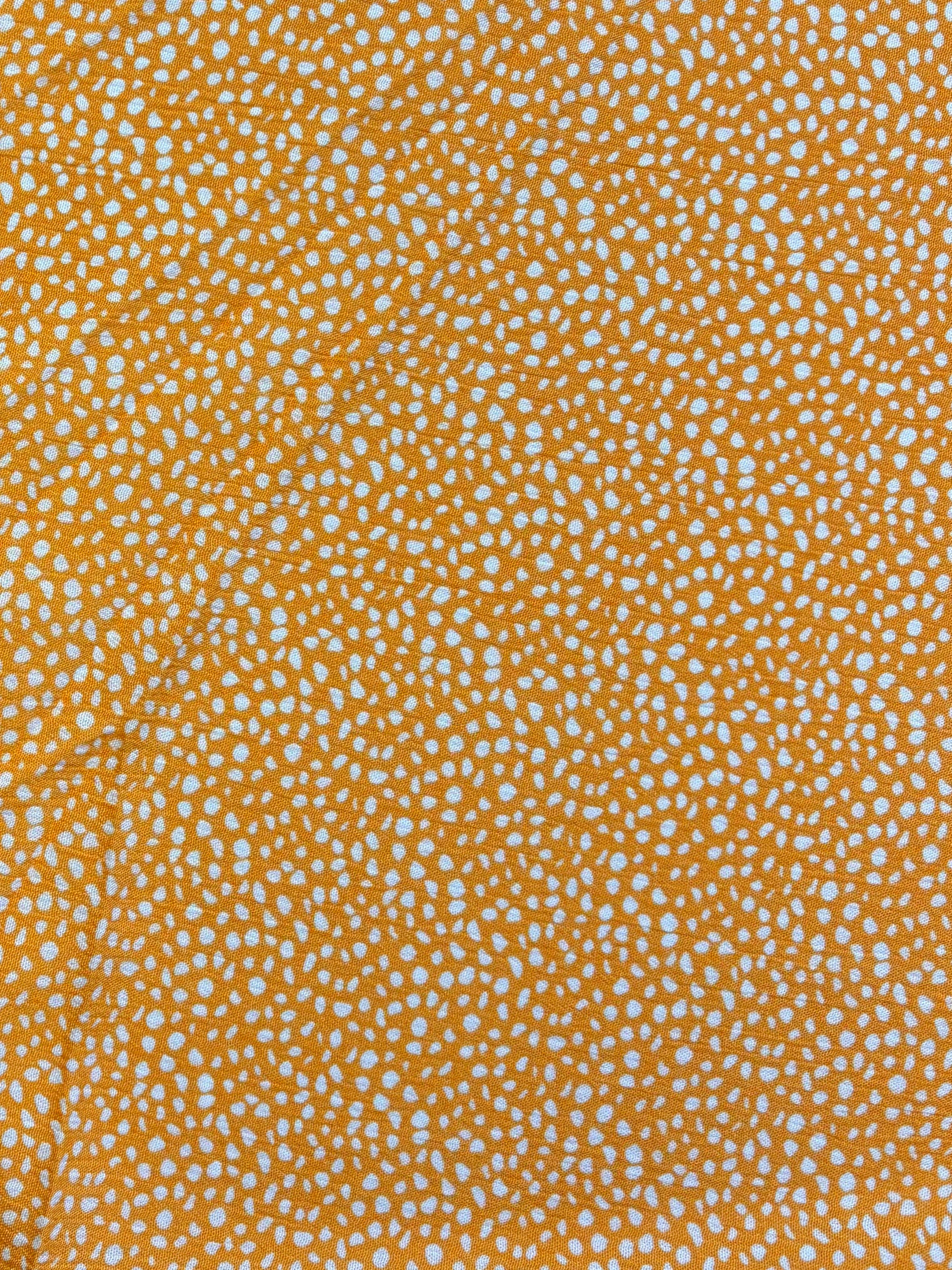 White Polka on Orange | Rayon Crinkle