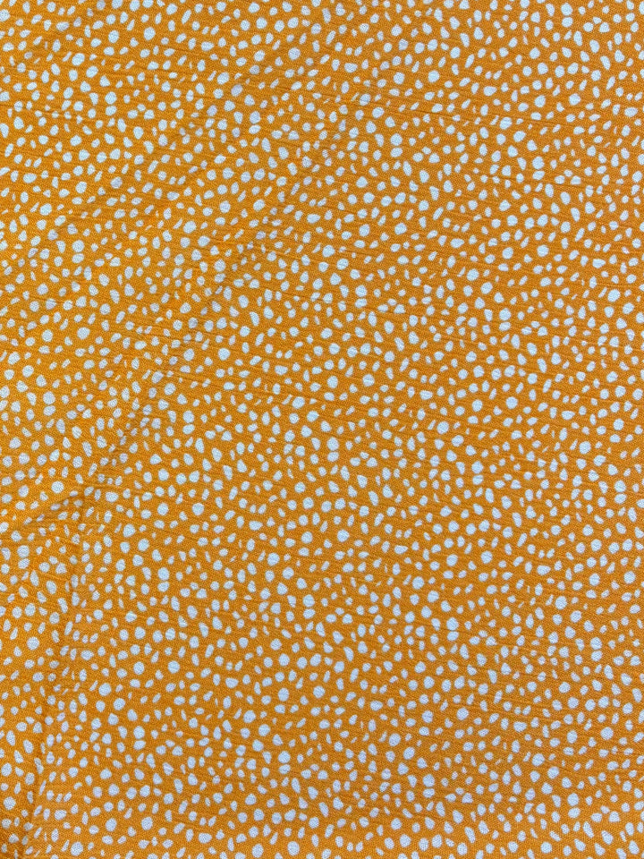 White Polka on Orange | Rayon Crinkle