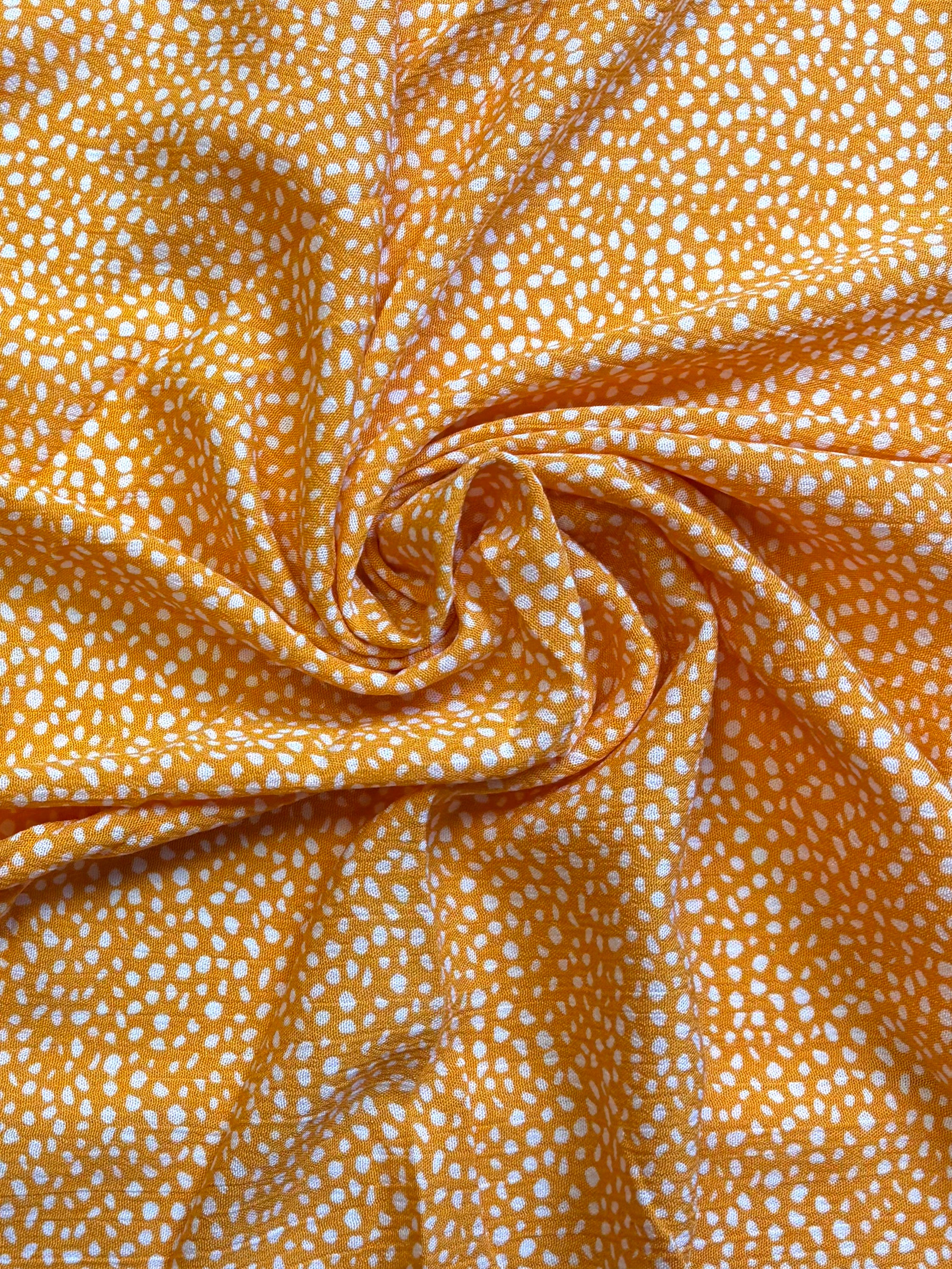 White Polka on Orange | Rayon Crinkle