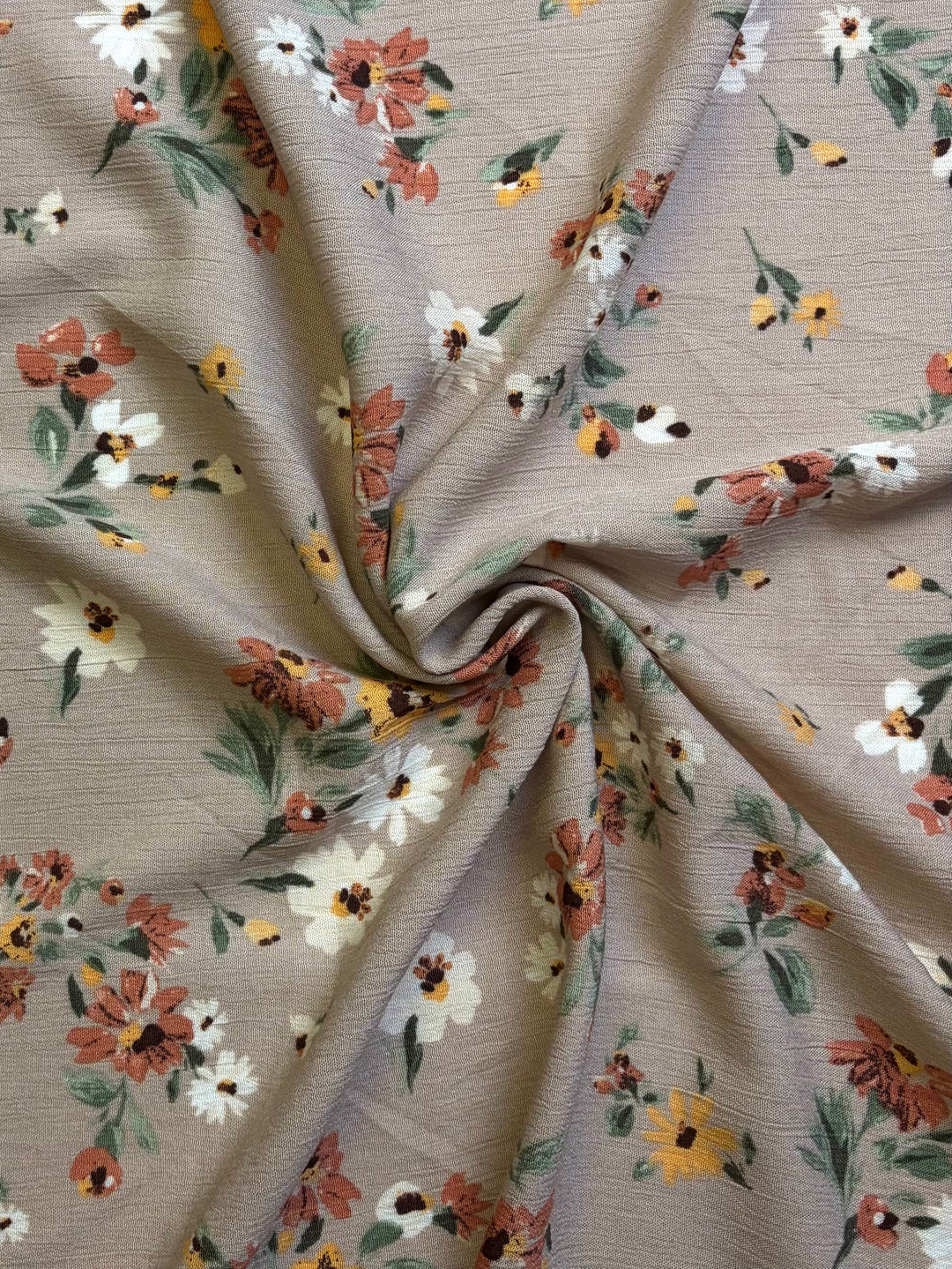 Coral Flowers on Light Beige | Rayon Crinkle