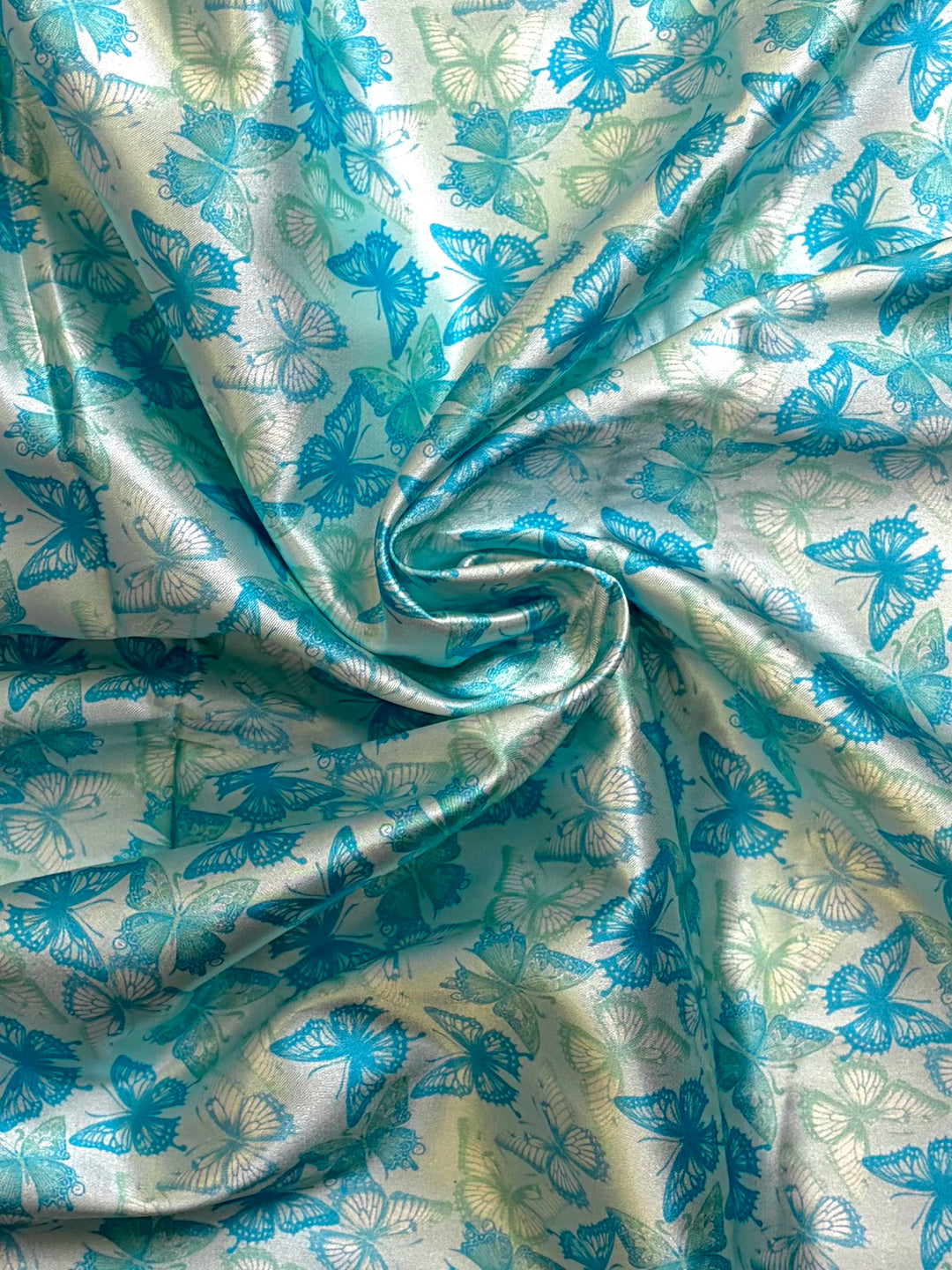 Blue Butterfly Charmeuse