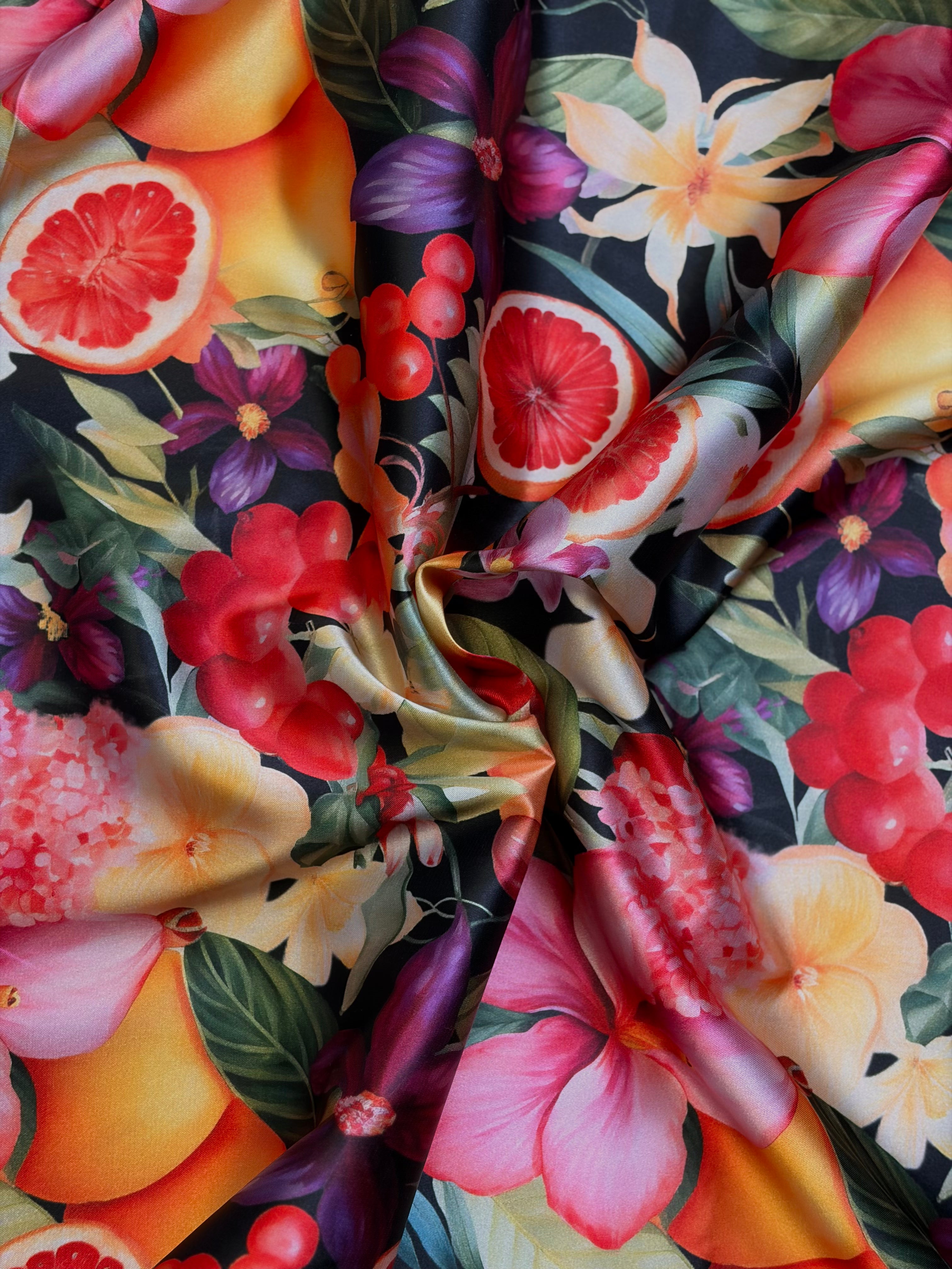 Black Fruit Salad Charmeuse