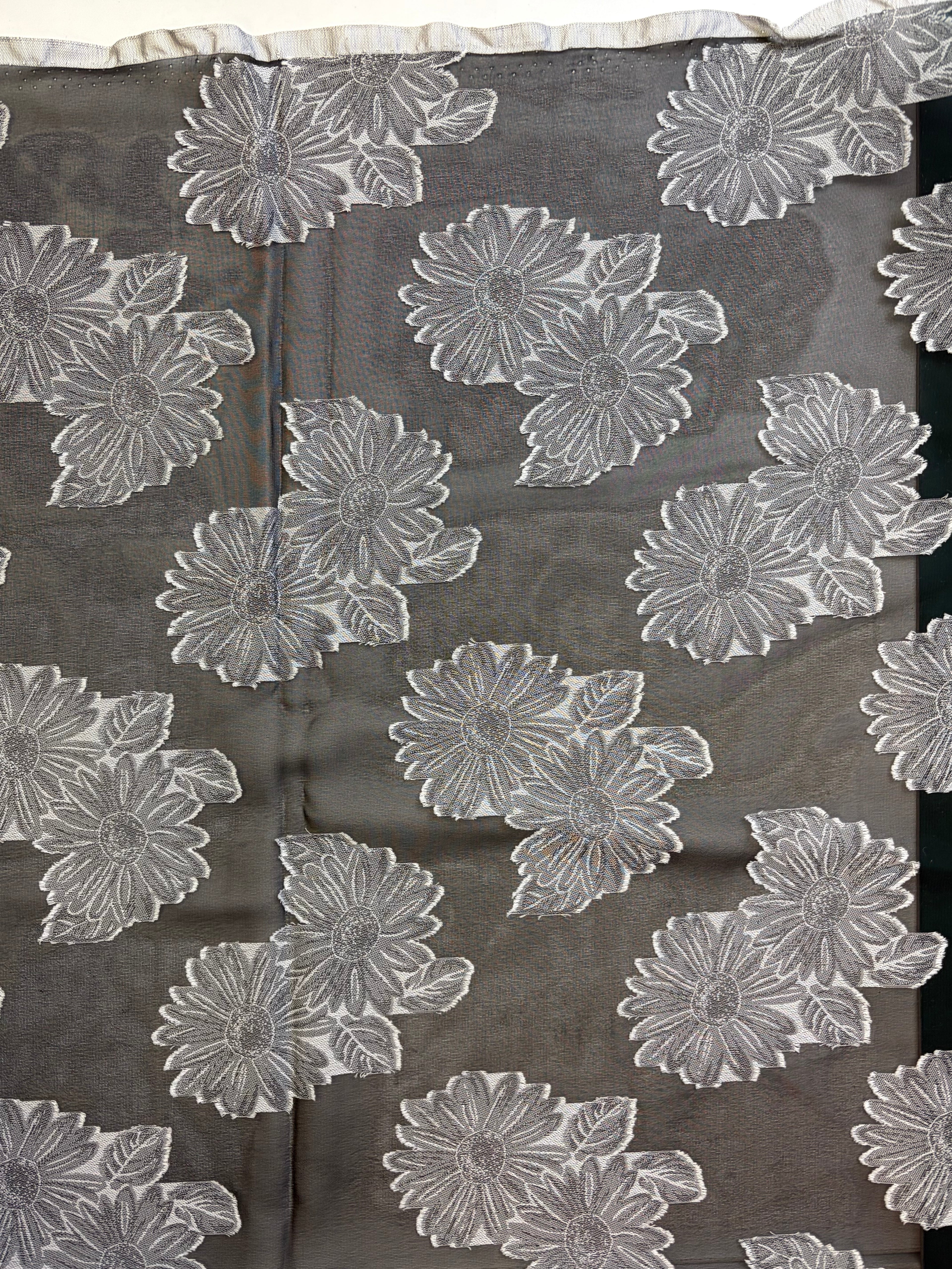 Black with Gray Flowers | Jacquard Chiffon