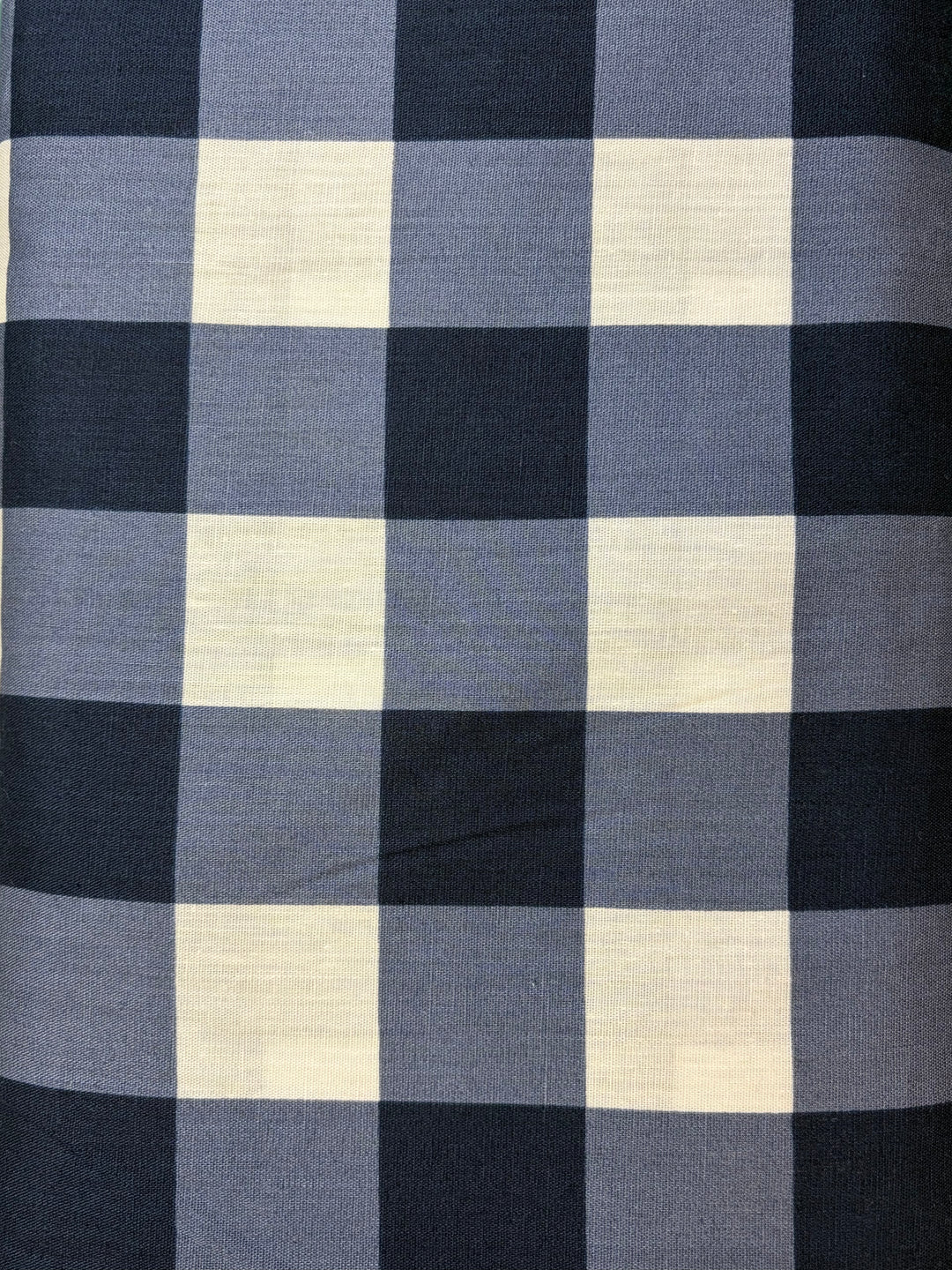 Blue and Cream Plaid Tencel Linen