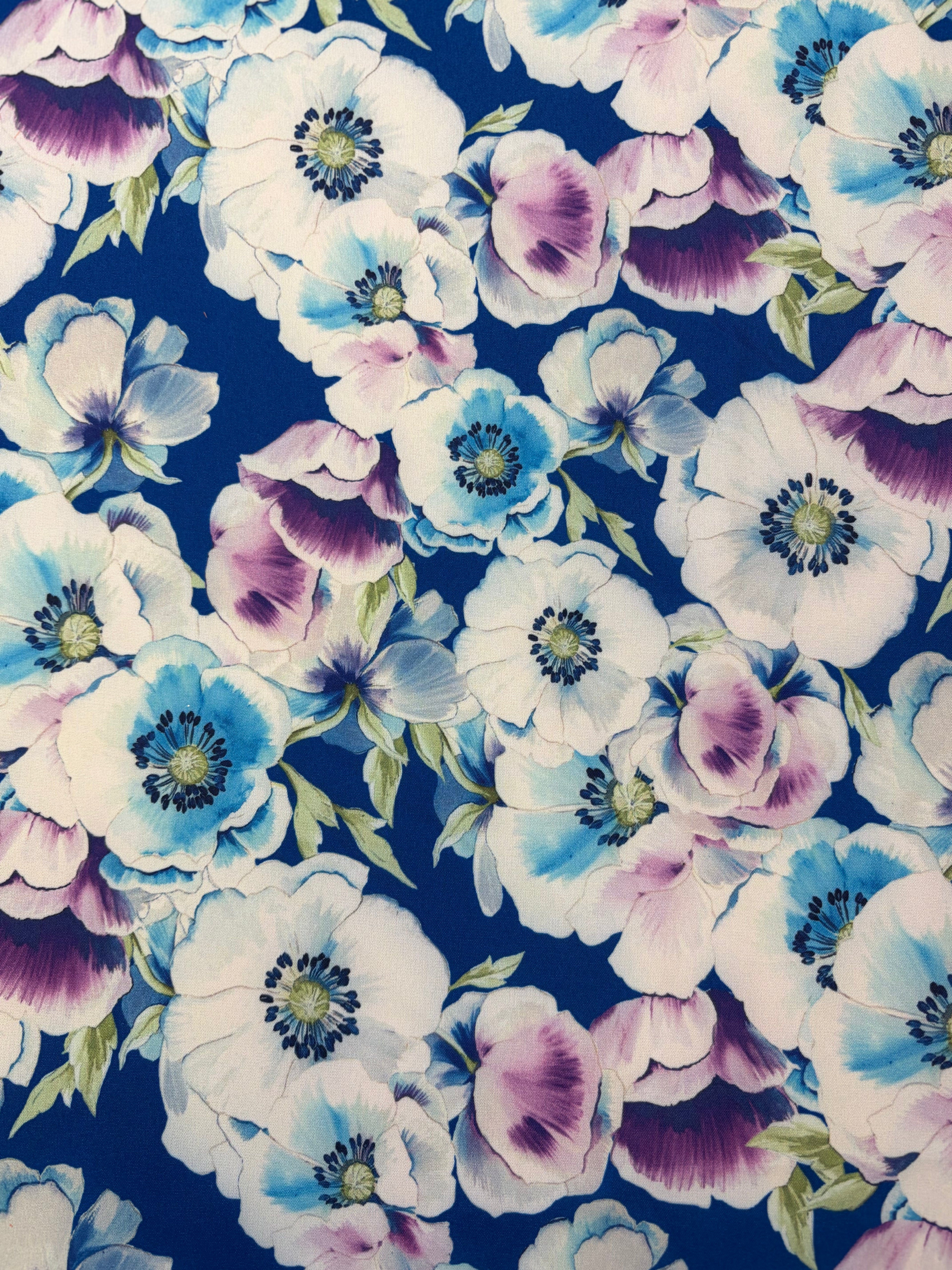 Blue Pansy Stretch Chiffon