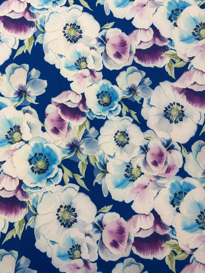 Blue Pansy Stretch Chiffon