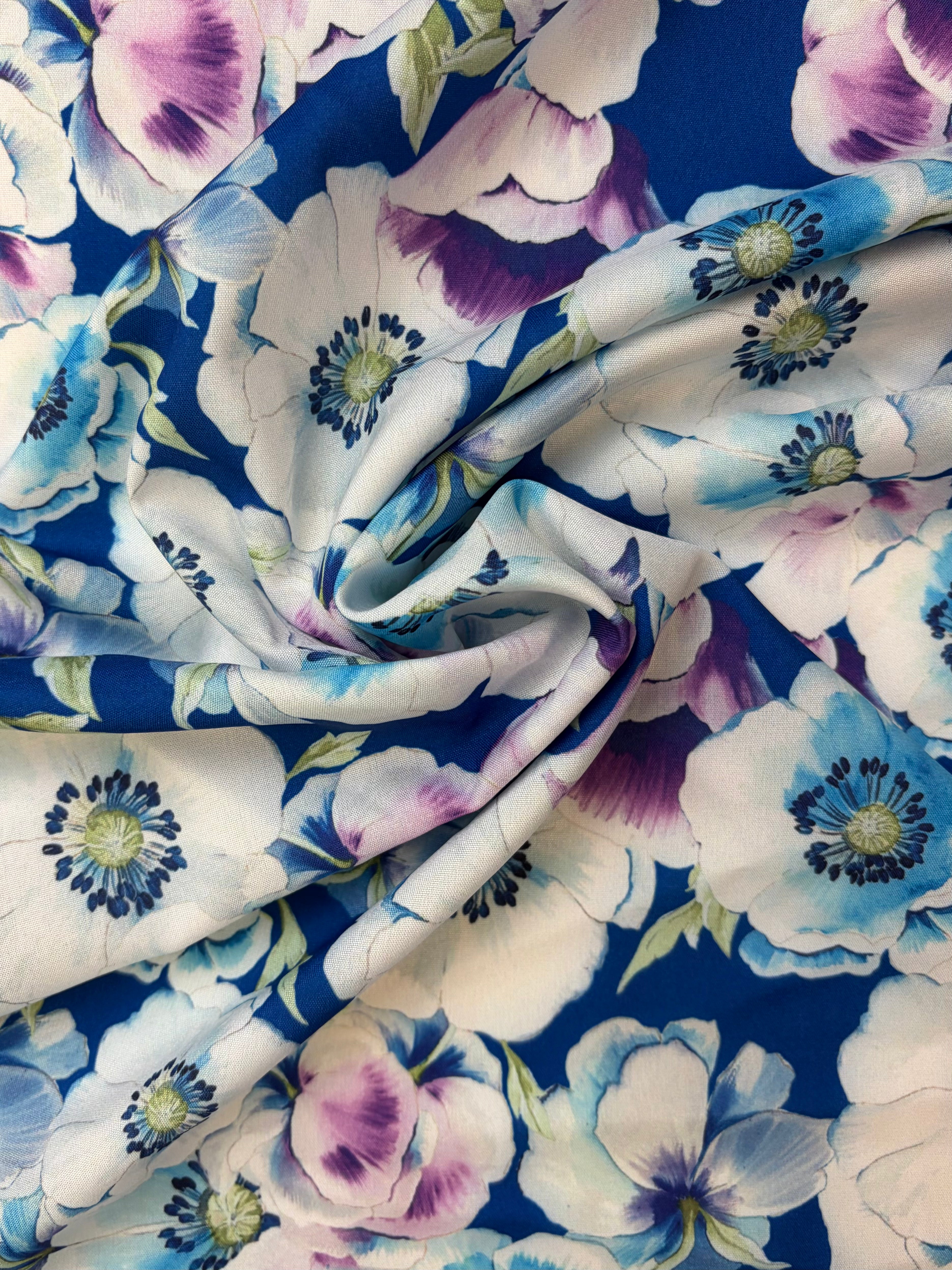 Blue Pansy Stretch Chiffon