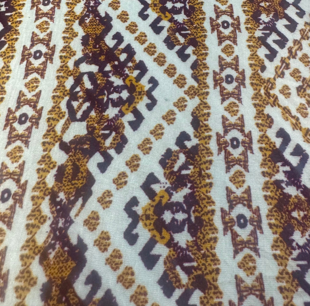 Cream with Gold and Brown Patterned | Jersey Knit
