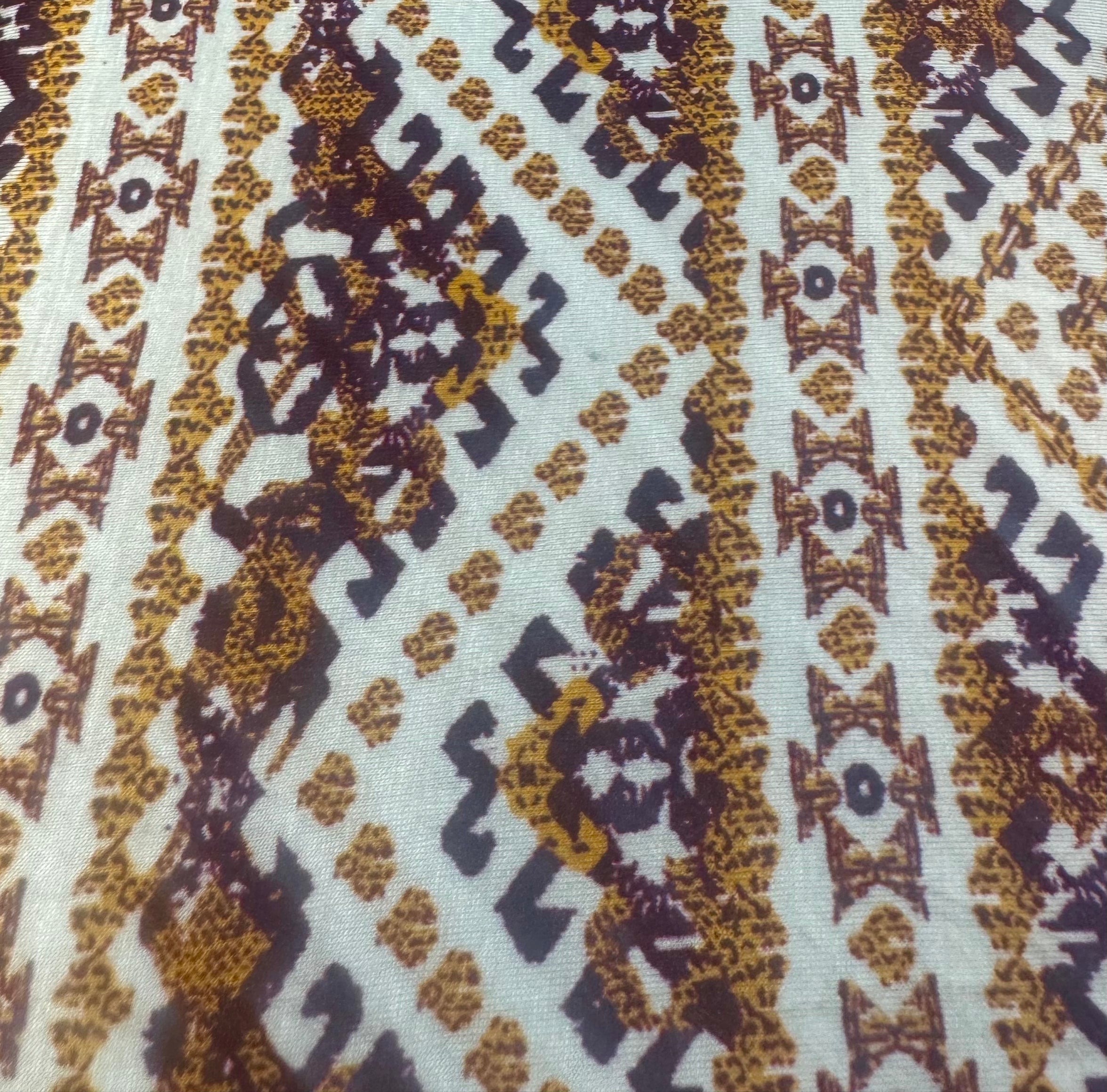 Cream with Gold and Brown Patterned | Jersey Knit