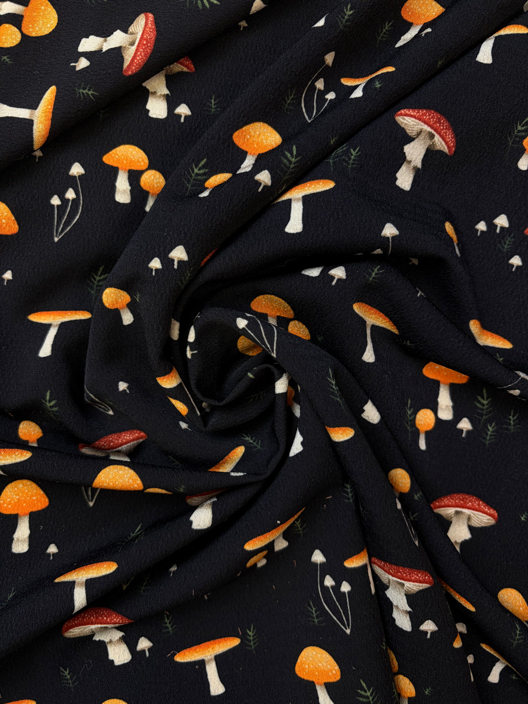 Black Mushroom Poly Crepe