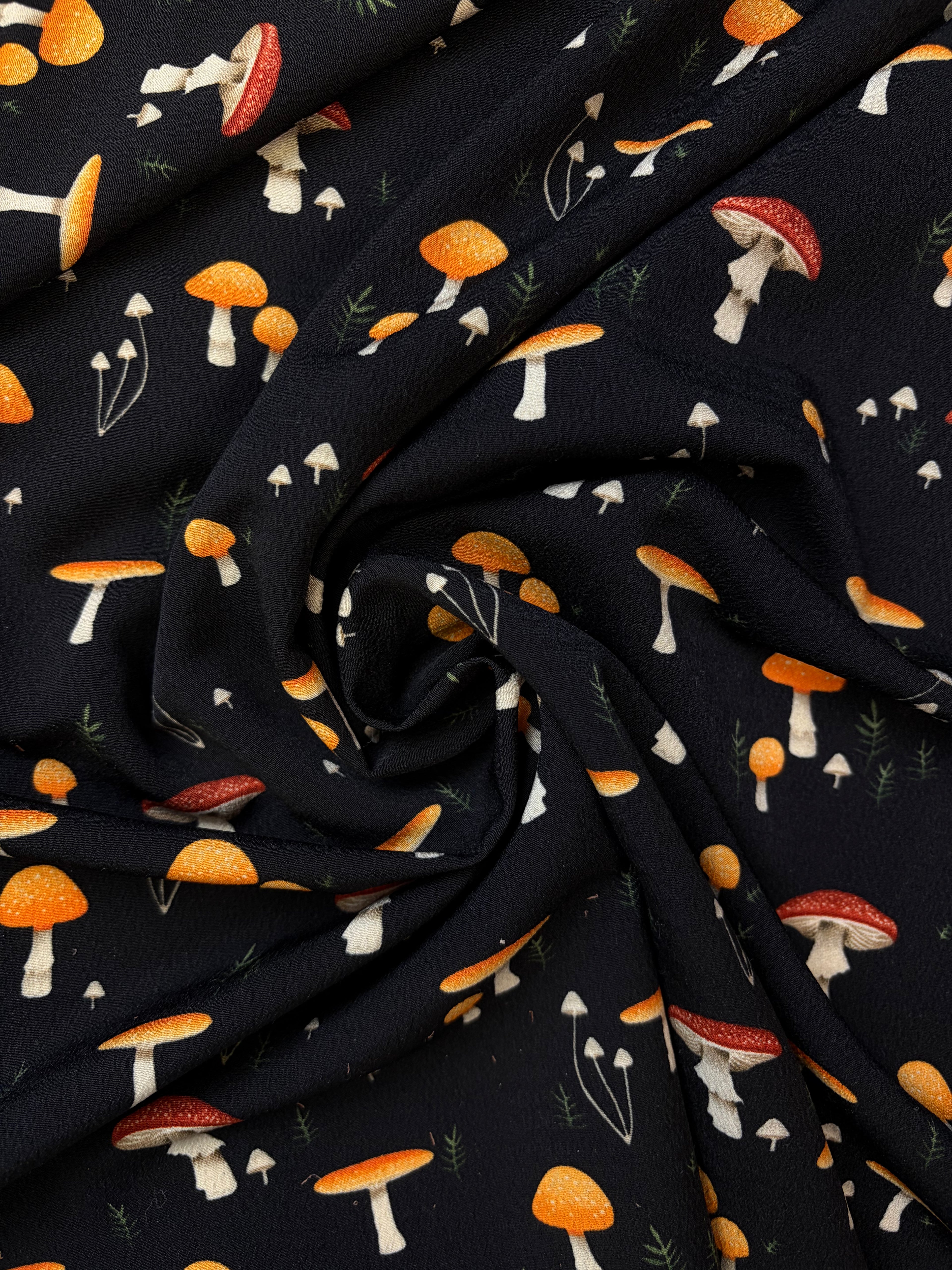 Black Mushroom Poly Crepe