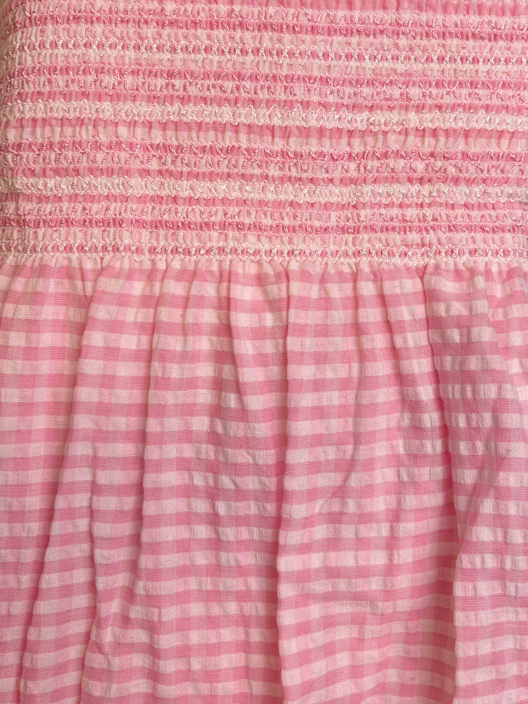Pink Seer Sucker | Smocked Cotton Pre-Shirred Fabric