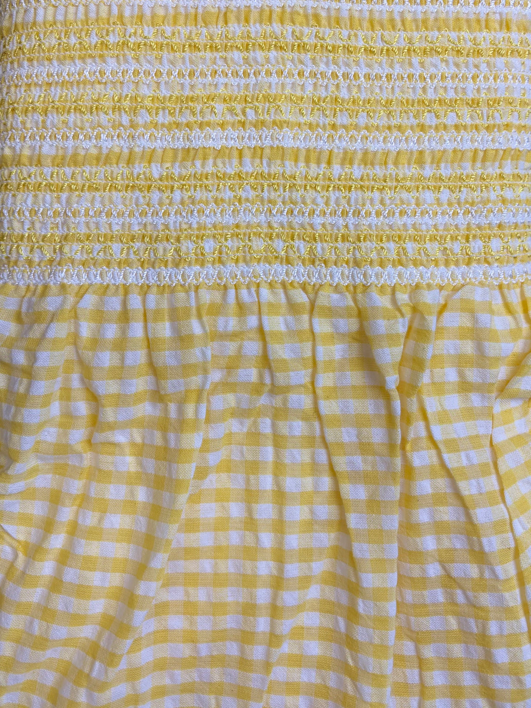 Yellow Seer Sucker | Smocked Cotton Pre-Shirred Fabric