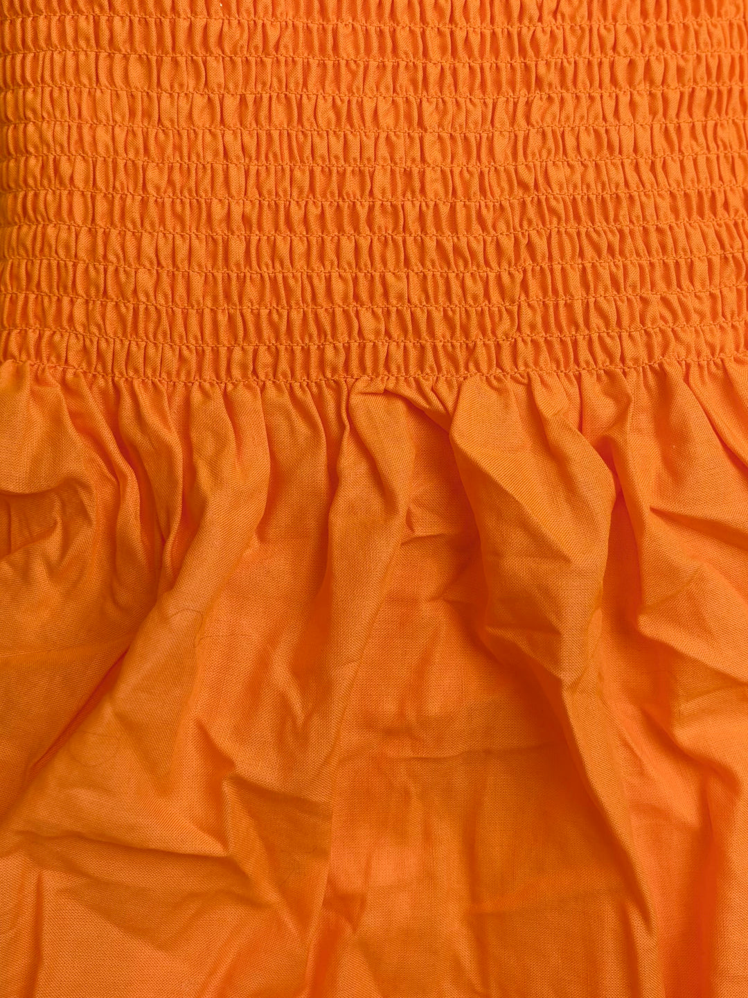Orange | Smocked Cotton Pre-Shirred Fabric