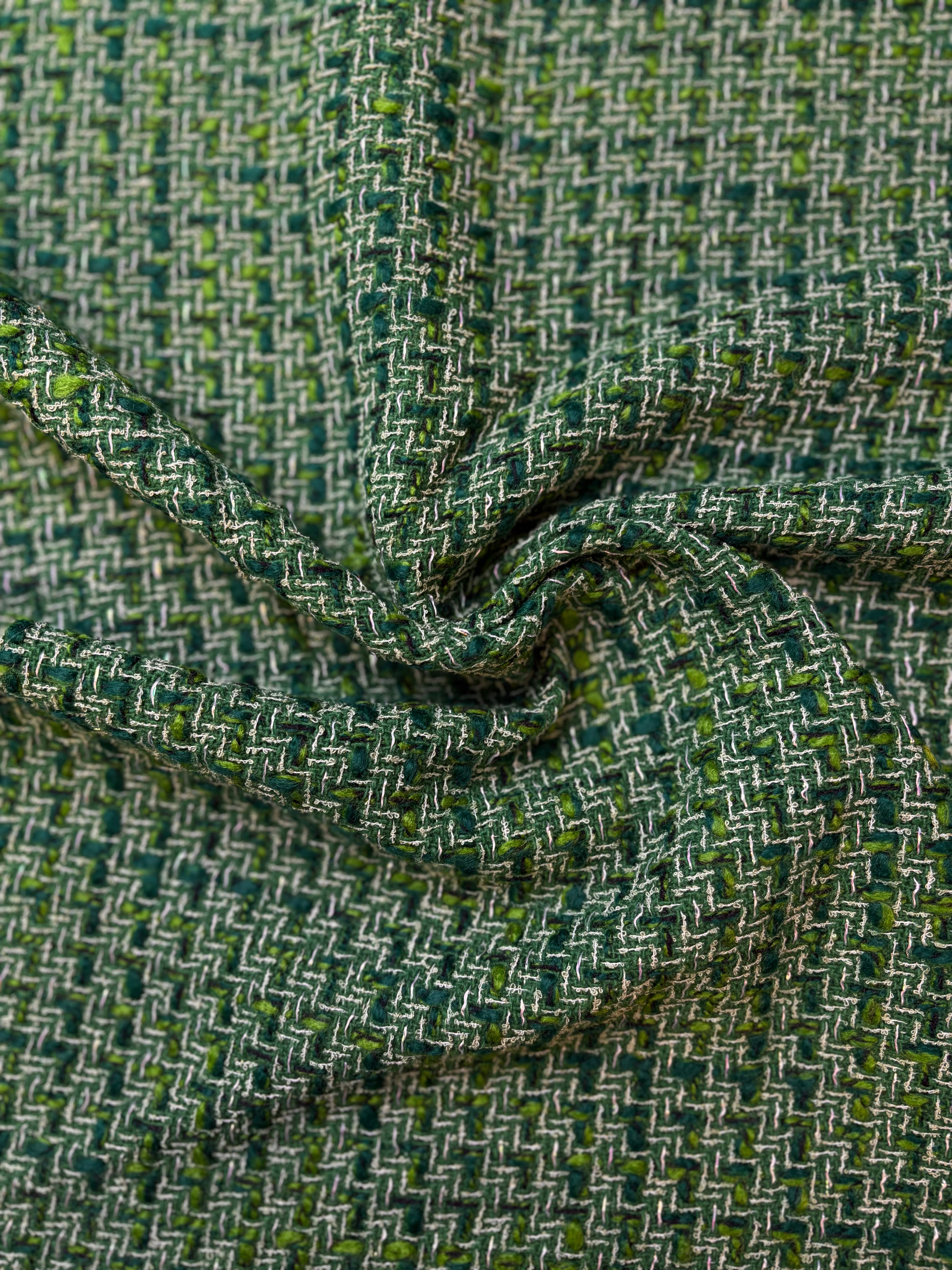 Green Chanel Dead-stock Fabric | Tweed | Made in Italy