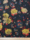 Abstract Crinkle in Black with Gold and Red | Metallic Jacquard Brocade| Made in Italy