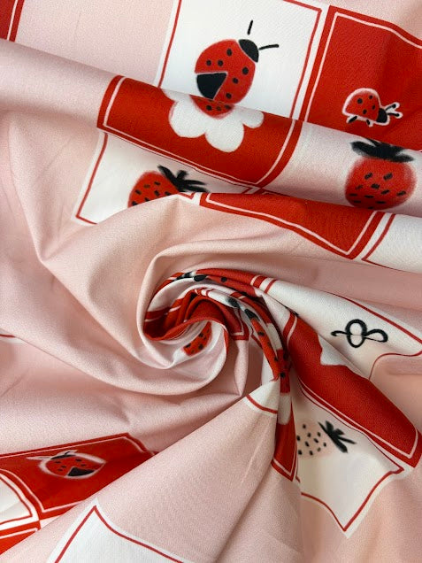 Designer Cotton by Monnalisa |Strawberry print | Made in italy