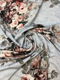 Poly Blend Purple Floral Blue Tone | Made in Italy