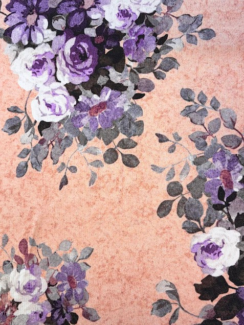 Poly Blend Purple Floral Pink Tone | Made in Italy