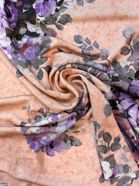 Poly Blend Purple Floral Pink Tone | Made in Italy