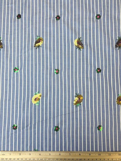 Cotton Striped with Sequins | Made in Italy