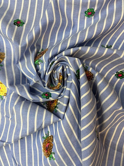 Cotton Striped with Sequins | Made in Italy
