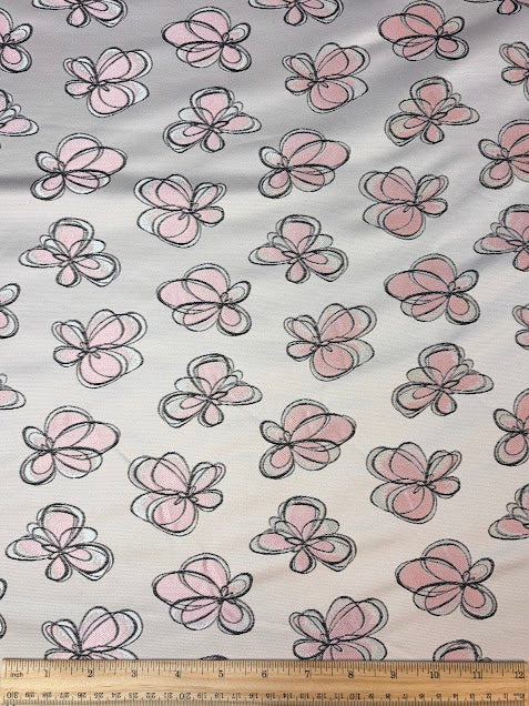 Poly Blend Pink Butterflies on Grey | Made in Italy