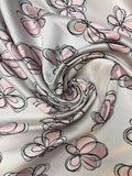 Poly Blend Pink Butterflies on Grey | Made in Italy