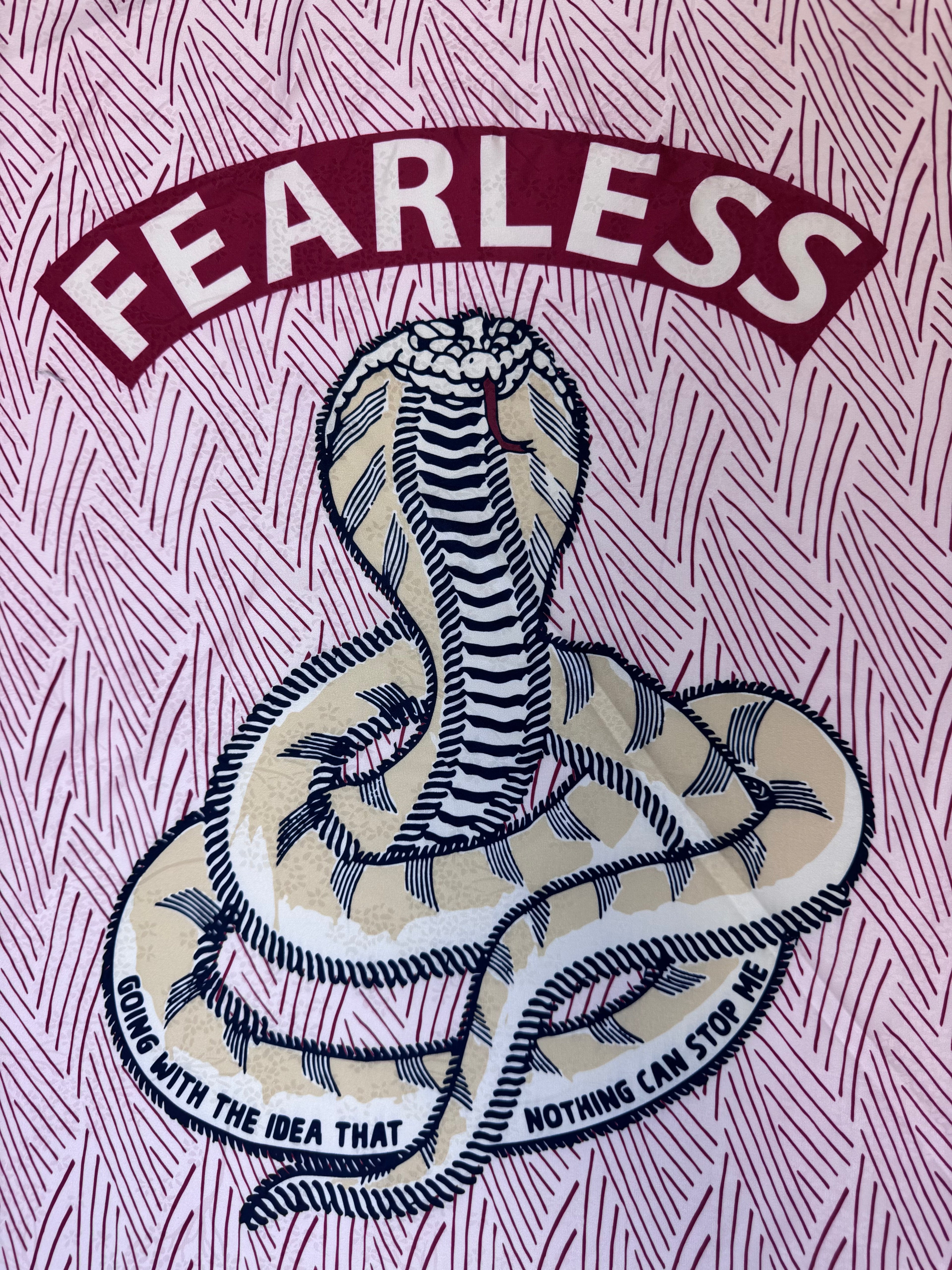 Designer Fabric "Fearless" sign | Silky Satin Jacquard