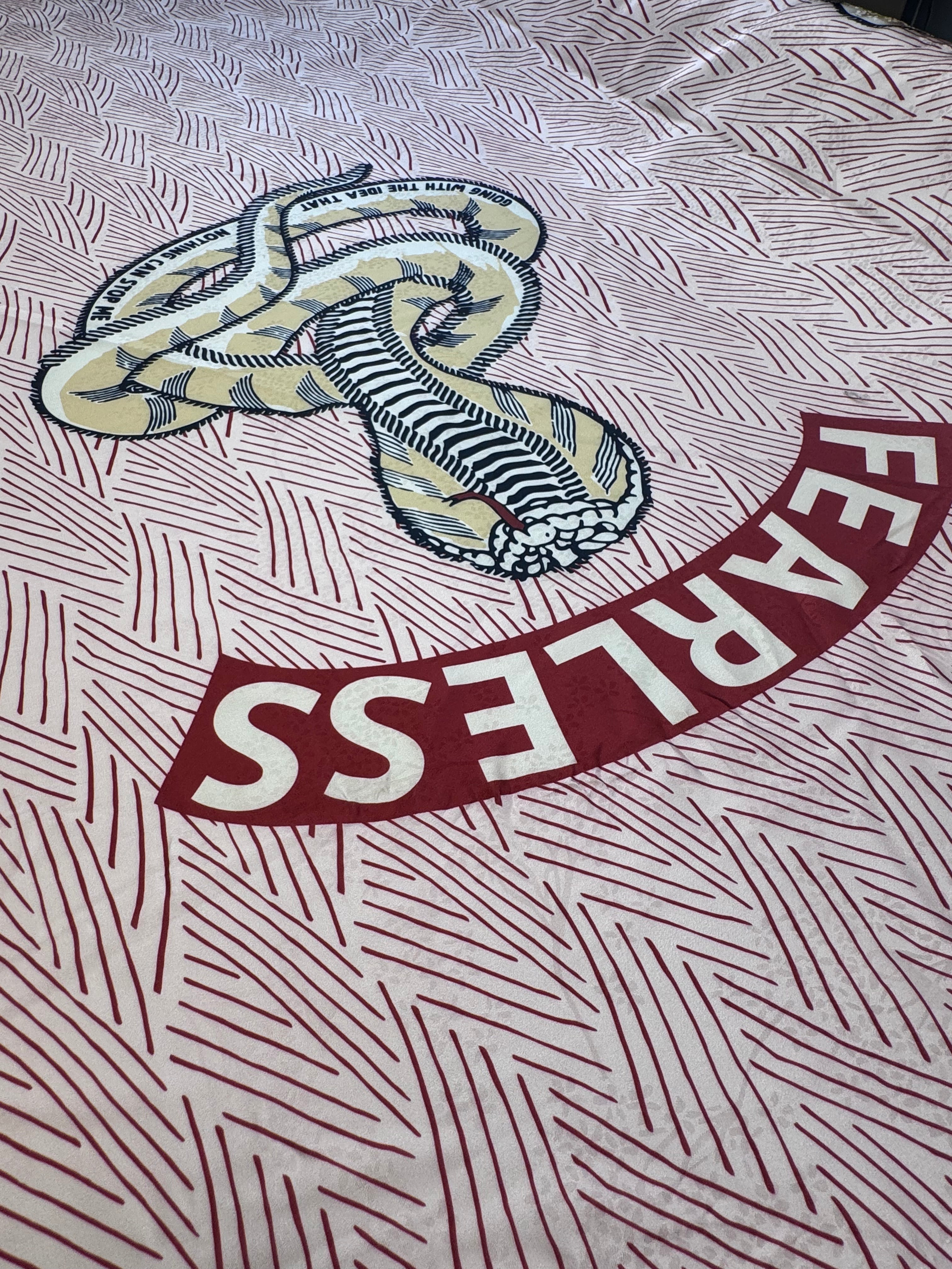 Designer Fabric "Fearless" sign | Silky Satin Jacquard