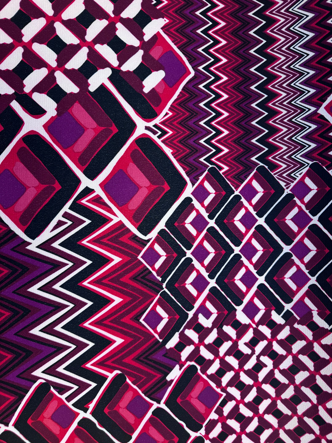 Geometric patterns in Burgundy and Purple | Crepe