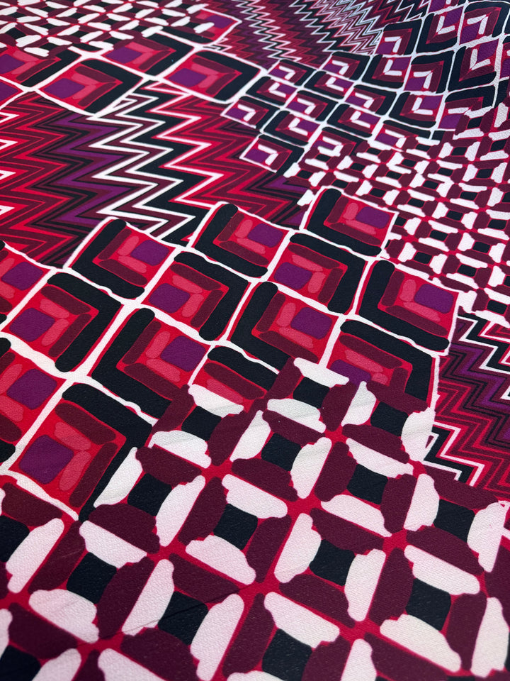 Geometric patterns in Burgundy and Purple | Crepe