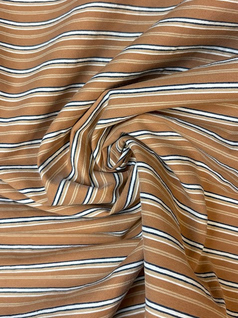 Tan Navy and White Stripe | Cotton Blend