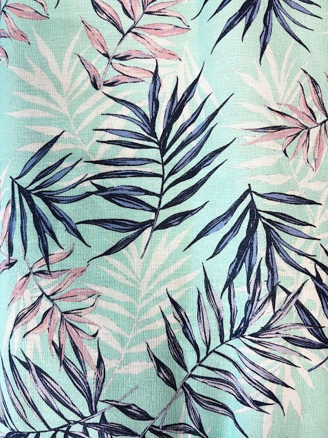 Palms on Blue | Linen Rayon Blend