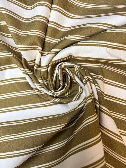 Olive and Cream Striped | Rayon Spandex