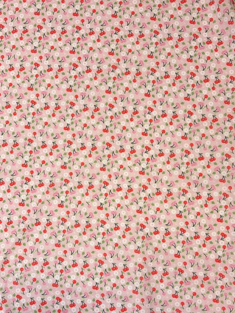 Pink Cherry Print Polyester